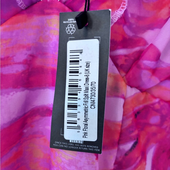 Pink Floral Asymmetrical Ruffle Dress - Picture 9 of 10